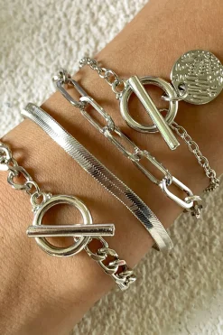 MICAS Bracelets|Accessories-4 pc Snake Chain Bracelet Set SILVER