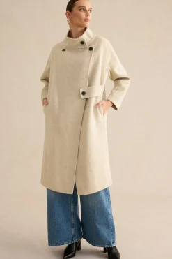 MICAS Outerwear|Outerwear-100% Wool Pocket Coat WHITE