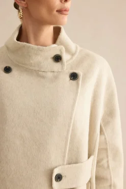 MICAS Outerwear|Outerwear-100% Wool Pocket Coat WHITE
