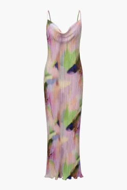 MICAS Maxi Dresses-Abstract Cowl Neck Plisse Maxi Dress