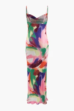 MICAS Maxi Dresses-Abstract Cowl Neck Plisse Maxi Dress