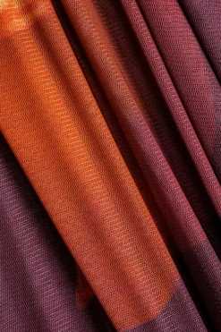 MICAS Long Sleeve Dresses|Maxi Dresses-Abstract Floral Print Mesh Sheer Long Sleeve Maxi Dress BURGUNDY