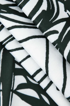 MICAS Mini Dresses-Abstract Line Print Short Sleeve Mini Dress WHITE