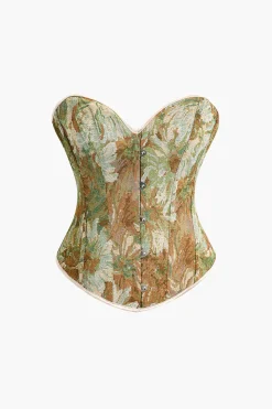 MICAS Tube Tops|Corset & Bustier Tops-Abstract Print Braided Tie Corset Top