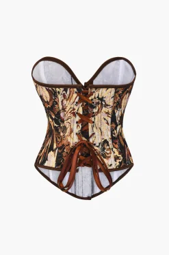 MICAS Tube Tops|Corset & Bustier Tops-Abstract Print Braided Tie Corset Top