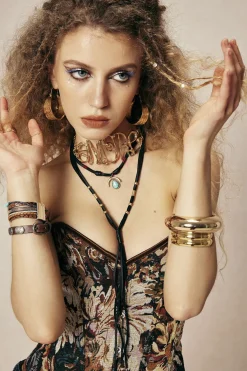 MICAS Tube Tops|Corset & Bustier Tops-Abstract Print Braided Tie Corset Top