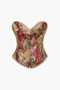 MICAS Tube Tops|Corset & Bustier Tops-Abstract Print Braided Tie Corset Top