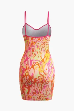 MICAS Mini Dresses-Abstract Print Cami Mini Dress ORANGE