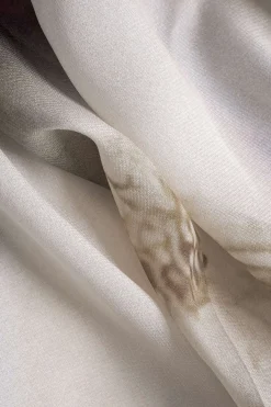 MICAS Long Sleeve Tops|Long Sleeves Tops-Abstract Print Chiffon Button Long-Sleeve Shirt BEIGE