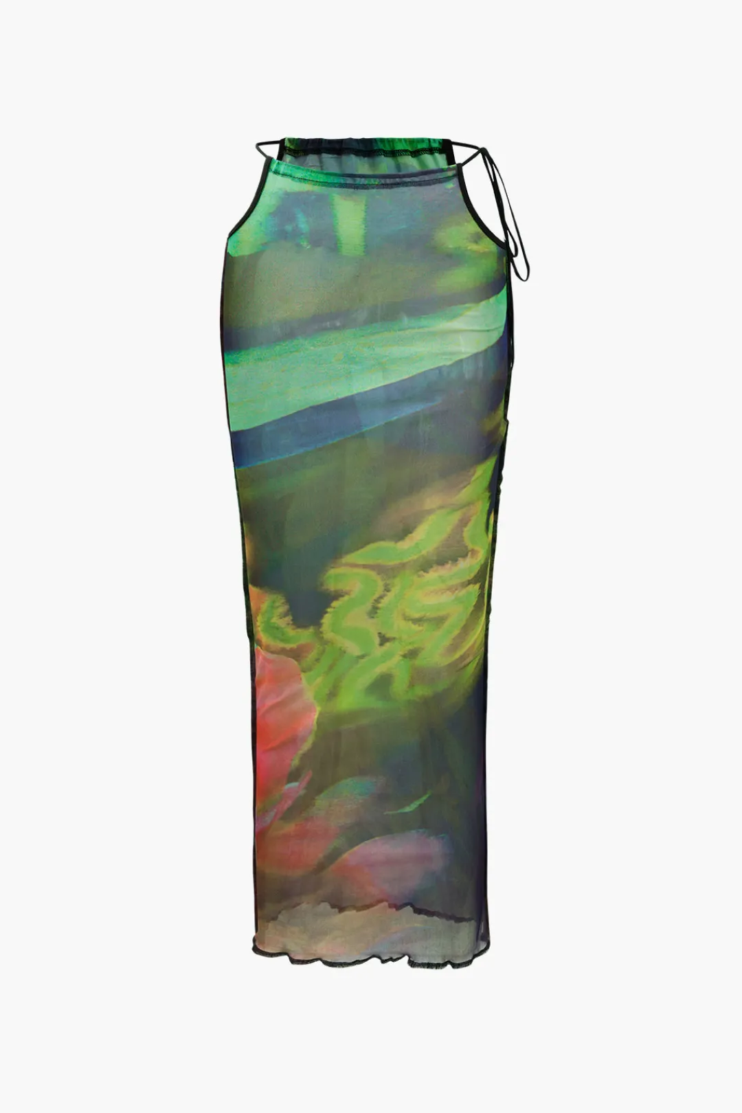 MICAS Skirt Sets|Vacation Sets-Abstract Print Knot Strapless Top And Cut Out Midi Skirt Set MULTICOLOR