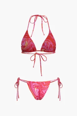 MICAS Swimwear|Vacation Sets-Abstract Print Mesh Four-Piece Swimsuit Set