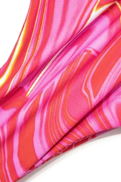 MICAS Swimwear|Vacation Sets-Abstract Print Mesh Four-Piece Swimsuit Set