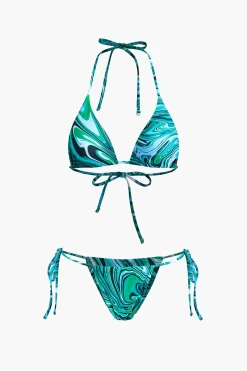 MICAS Swimwear|Vacation Sets-Abstract Print Mesh Four-Piece Swimsuit Set