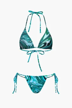 MICAS Swimwear|Vacation Sets-Abstract Print Mesh Four-Piece Swimsuit Set
