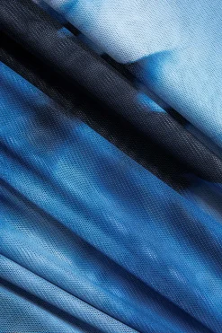 MICAS Long Sleeve Tops|Long Sleeves Tops-Abstract Print Mesh Long-Sleeve Top BLACK