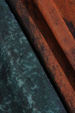 MICAS Midi Dresses-Abstract Print Mesh Strapless Midi Dress PERSIMMON