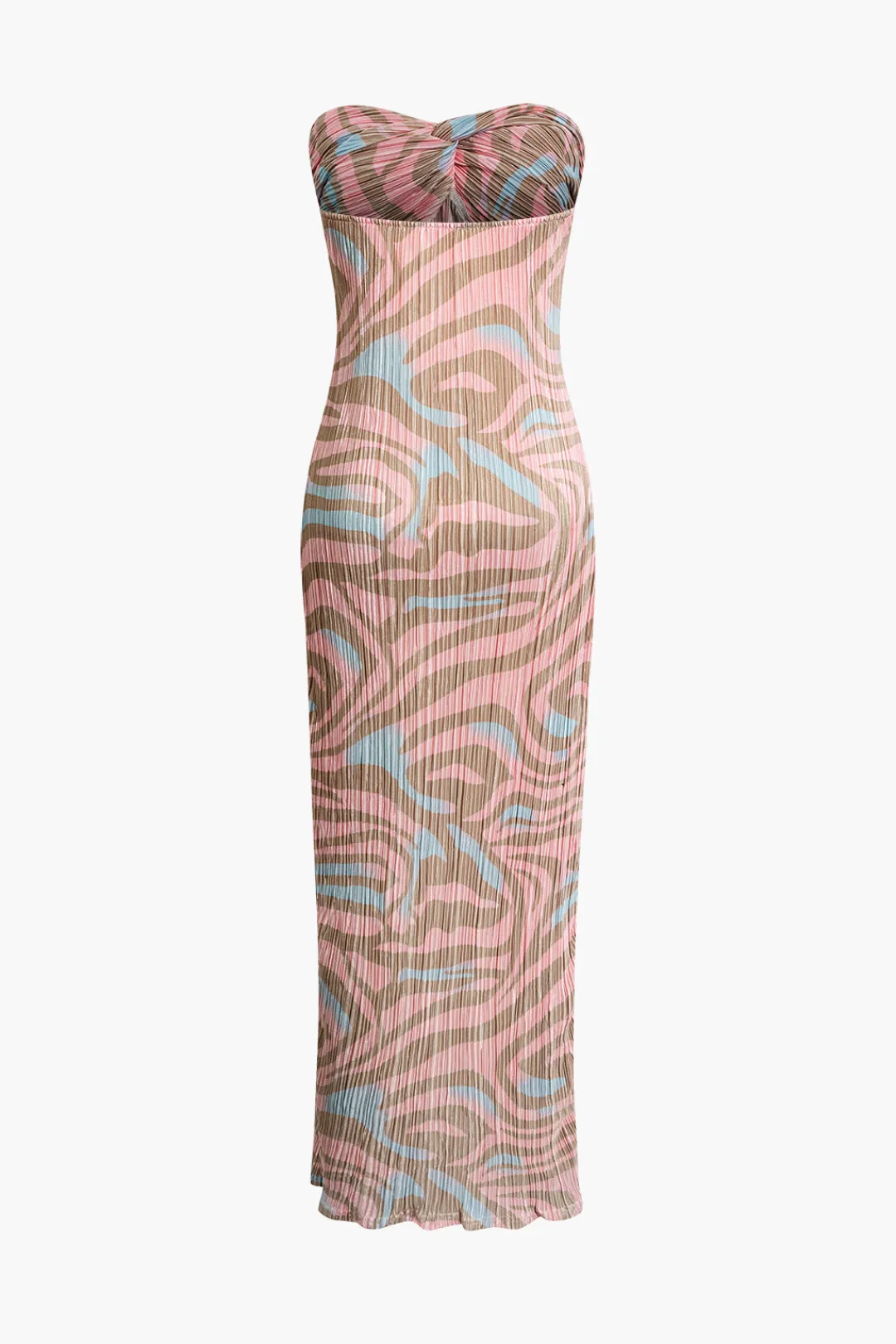 MICAS Maxi Dresses-Abstract Print Plisse Strapless Maxi Dress