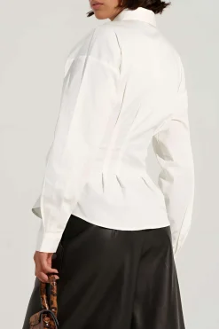 MICAS Long Sleeve Tops|Blouses & Shirts-Abstract Print Print Button Long-Sleeve Shirt WHITE