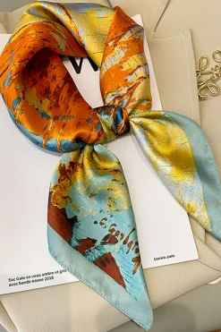 MICAS Accessories-Abstract Print Satin Scarf MULTICOLOR