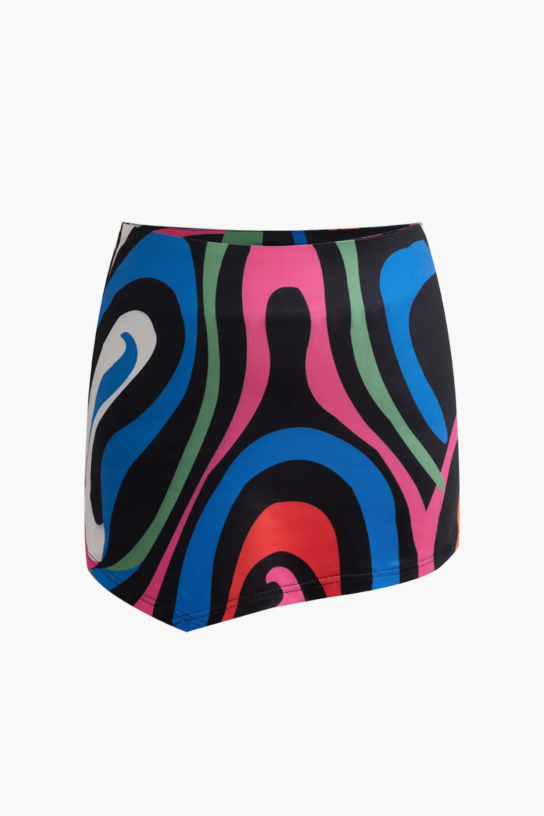 MICAS Skirt Sets-Abstract Print Tank Top And Asymmetric Skirt Set BLACK