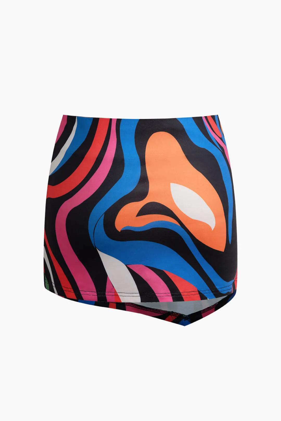 MICAS Skirt Sets-Abstract Print Tank Top And Asymmetric Skirt Set BLACK