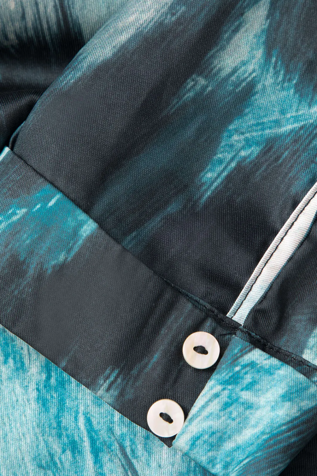 MICAS Long Sleeve Tops|Long Sleeves Tops-Abstract Print V-neck Button Up Shirt BLUE