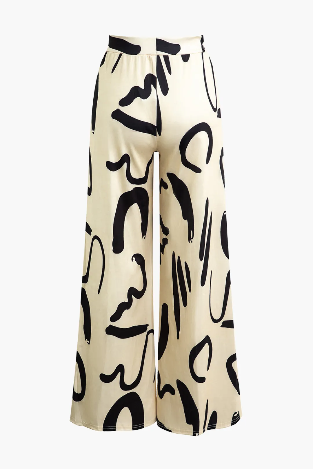 MICAS Pants-Abstract Print Wide Leg Pants Contrast Color