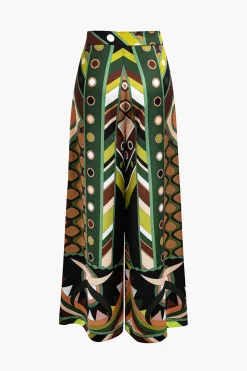 MICAS Pants-Abstract Print Wide Leg Pants MULTICOLOR