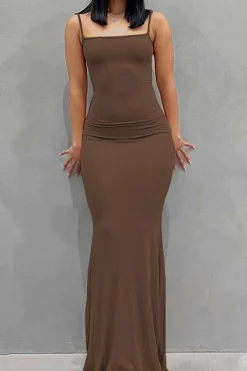 MICAS Maxi Dresses-Adjustable Strap Mermaid Maxi Slip Dress