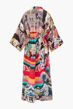 MICAS Swimwear-Allover Print Kimono Sleeve Cover Up MULTICOLOR