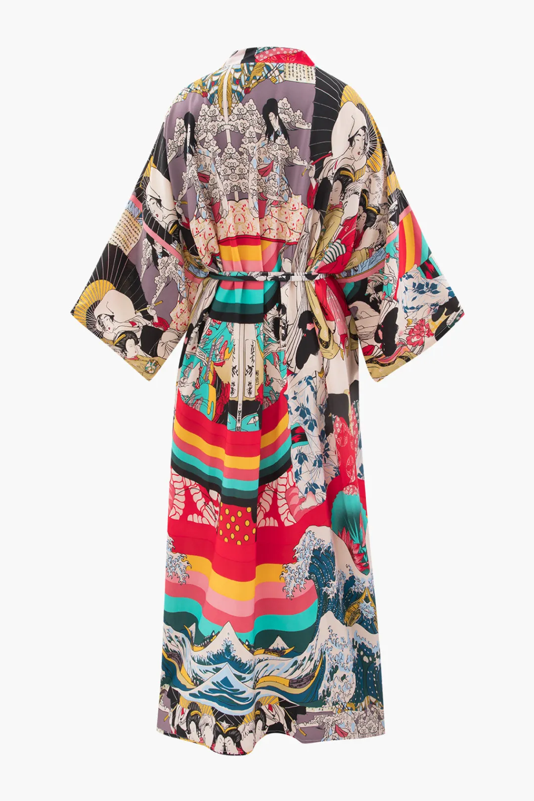 MICAS Swimwear-Allover Print Kimono Sleeve Cover Up MULTICOLOR