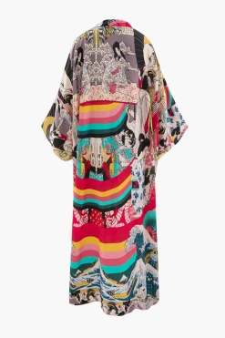 MICAS Swimwear-Allover Print Kimono Sleeve Cover Up MULTICOLOR