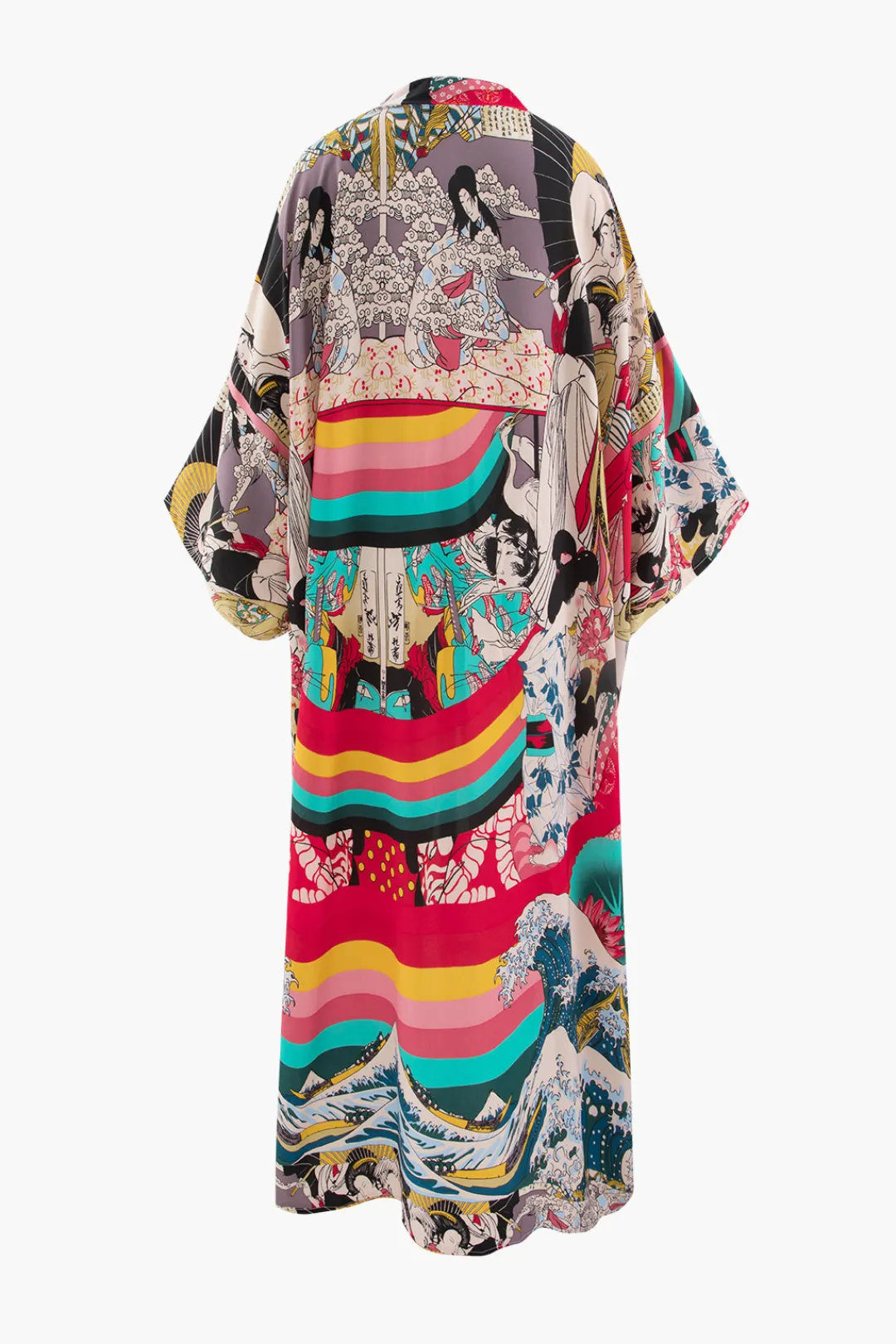 MICAS Swimwear-Allover Print Kimono Sleeve Cover Up MULTICOLOR