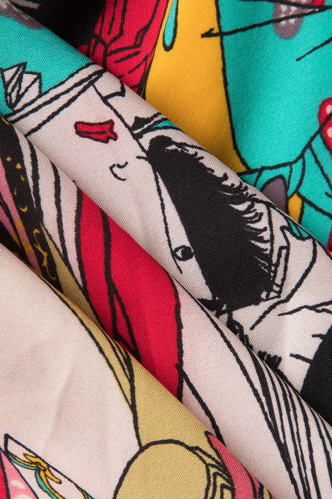 MICAS Swimwear-Allover Print Kimono Sleeve Cover Up MULTICOLOR