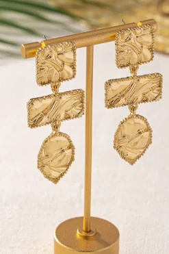 MICAS Earrings|Accessories-Alloy Geometric Shape Embossed Earrings GOLD