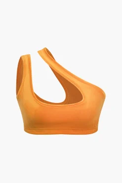 MICAS Short Sets|Vacation Sets-Asymmetric Crop Top And Fringe Shorts Set DARK ORANGE