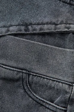 MICAS Skirts-Asymmetric Denim Mini Skirt DARK GRAY