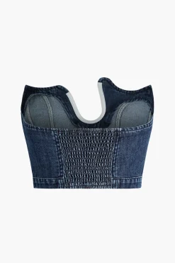 MICAS Tube Tops-Asymmetric Denim Tube Top