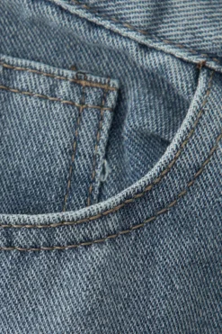 MICAS Skirts-Asymmetric Denim Wrap Slit Skirt LIGHT WASH BLUE