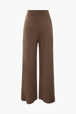 MICAS Pant Sets-Asymmetric Knotted Cami Top And Pleated Pants Set BROWN
