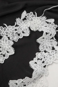 MICAS Midi Dresses-Asymmetric Lace Panel Midi Dress BEIGE