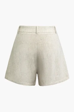 MICAS Shorts-Asymmetric Linen Shorts WHEAT