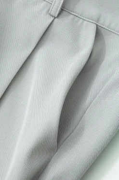 MICAS Pants-Asymmetric Waist Ruched Straight Leg Pants PEARL RIVER