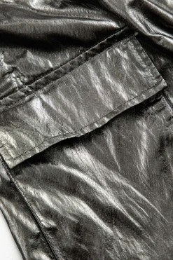 MICAS Skirts-Asymmetric Zipper Multi Pocket Cargo Skirt SILVER