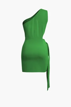 MICAS Mini Dresses-Asymmetrical Cut Out Ruched Tie Mini Dress