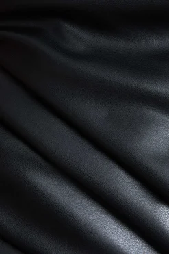 MICAS Skirts-Asymmetrical Faux Leather Skirt BLACK