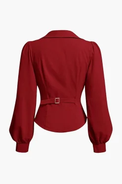 MICAS Long Sleeve Tops|Long Sleeves Tops-Asymmetrical Long-Sleeve Shirt BURGUNDY