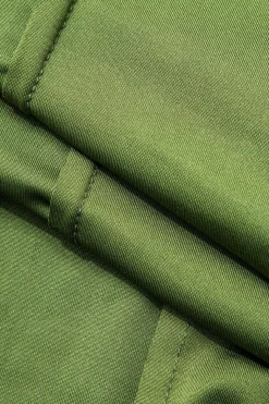 MICAS Long Sleeve Dresses|Mini Dresses-Asymmetrical Round Neck Seam Detail Long Sleeve Mini Dress GREEN