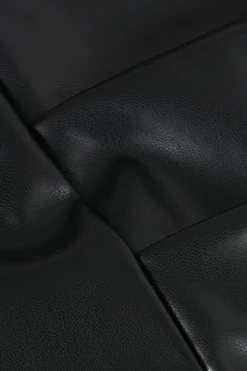 MICAS Skirts-Asymmetrical Ruched Faux Leather Mini Skirt