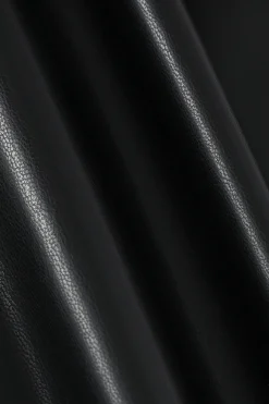 MICAS Skirts-Asymmetrical Ruched Faux Leather Mini Skirt